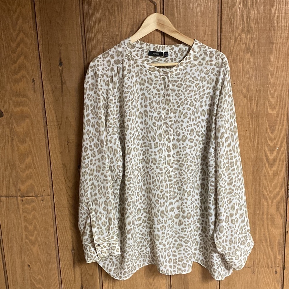 Apt 9 plus size half zip soft and silky animal print popover blouse women’s 3X